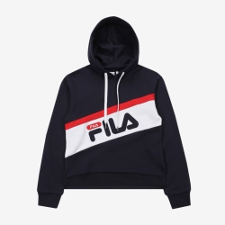 Fila Shaded Block Crop - Naisten Hoodie - Laivastonsininen | FI-93104